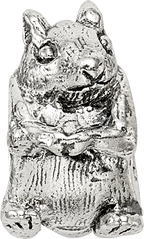 Sterling Silver 925 Squirrel Bead with Antiqued Finish Solid Cast Design