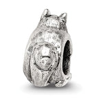 Sterling Silver 925 Squirrel Bead with Antiqued Finish Solid Cast Design