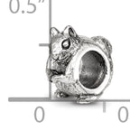 Sterling Silver 925 Squirrel Bead with Antiqued Finish Solid Cast Design