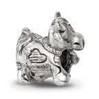 Sterling Silver 925 Kids Cow Bead with Bell Antiqued Finish