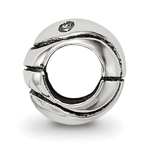 Sterling Silver 925 Kids Basketball Bead with Antiqued Finish Durable Solid Design