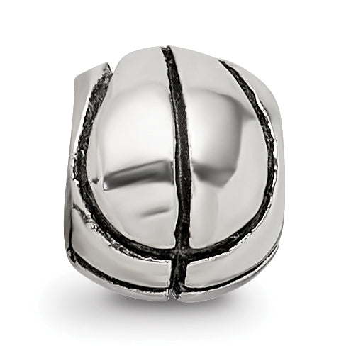 Sterling Silver 925 Kids Basketball Bead with Antiqued Finish Durable Solid Design