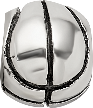 Sterling Silver 925 Kids Basketball Bead with Antiqued Finish Durable Solid Design