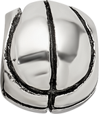 Sterling Silver 925 Kids Basketball Bead with Antiqued Finish Durable Solid Design
