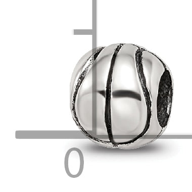 Sterling Silver 925 Kids Basketball Bead with Antiqued Finish Durable Solid Design