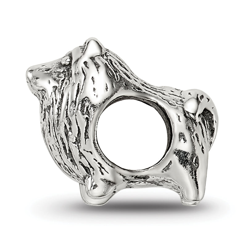 Sterling Silver 925 Pomeranian Bead with Antiqued Finish Solid Design