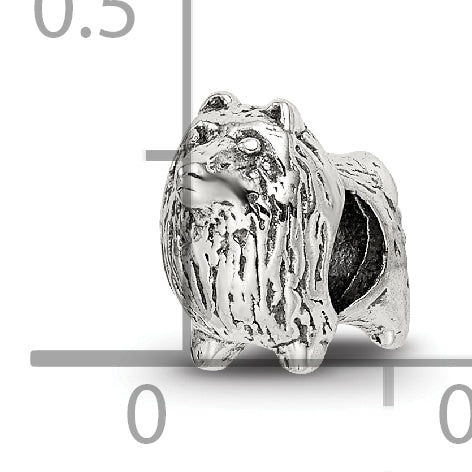 Sterling Silver 925 Pomeranian Bead with Antiqued Finish Solid Design