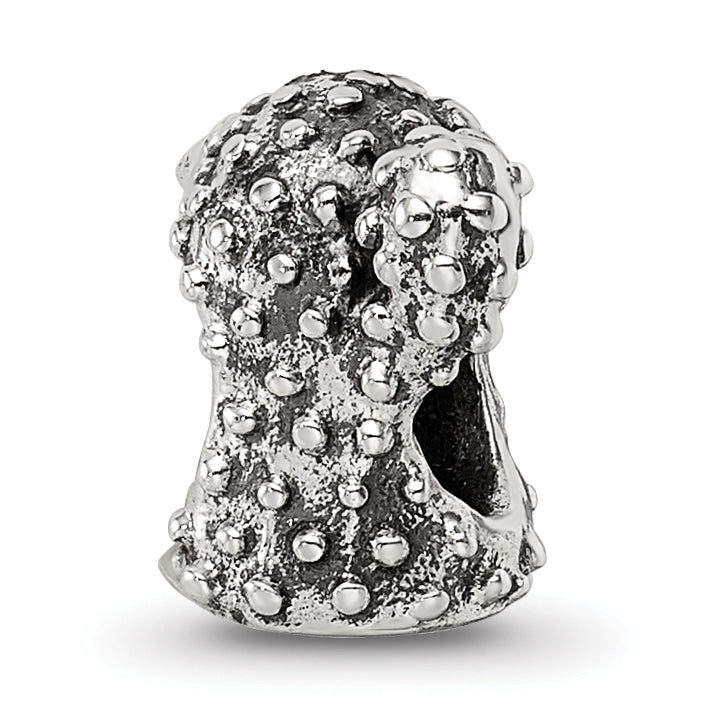 Sterling Silver 925 Antiqued Cactus Bead with Solid Cast Design