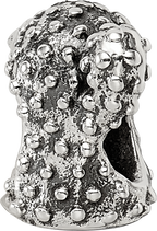 Sterling Silver 925 Antiqued Cactus Bead with Solid Cast Design
