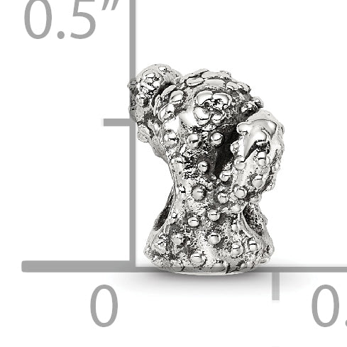 Sterling Silver 925 Antiqued Cactus Bead with Solid Cast Design
