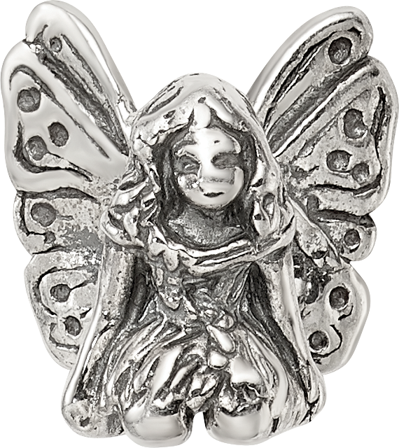 Sterling Silver 925 Antiqued Fairy Bead Solid Casted Themed Design