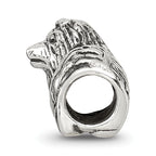 Sterling Silver 925 Yorkshire Terrier Bead with Antiqued Finish Solid Cast