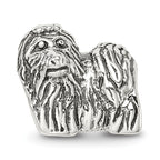 Sterling Silver 925 Yorkshire Terrier Bead with Antiqued Finish Solid Cast