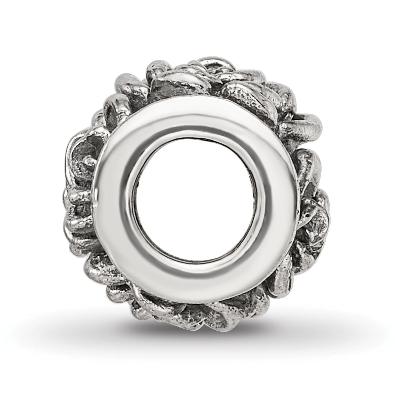 Sterling Silver 925 Antiqued Bali Bead with Rose Design Solid Cast Secondary image