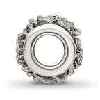 Sterling Silver 925 Antiqued Bali Bead with Rose Design Solid Cast