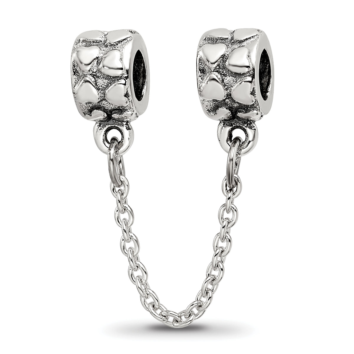 Sterling Silver Reflections Security Chain Heart Bead