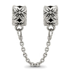 Sterling Silver 925 Floral Themed Bead with Antiqued Finish Solid Design
