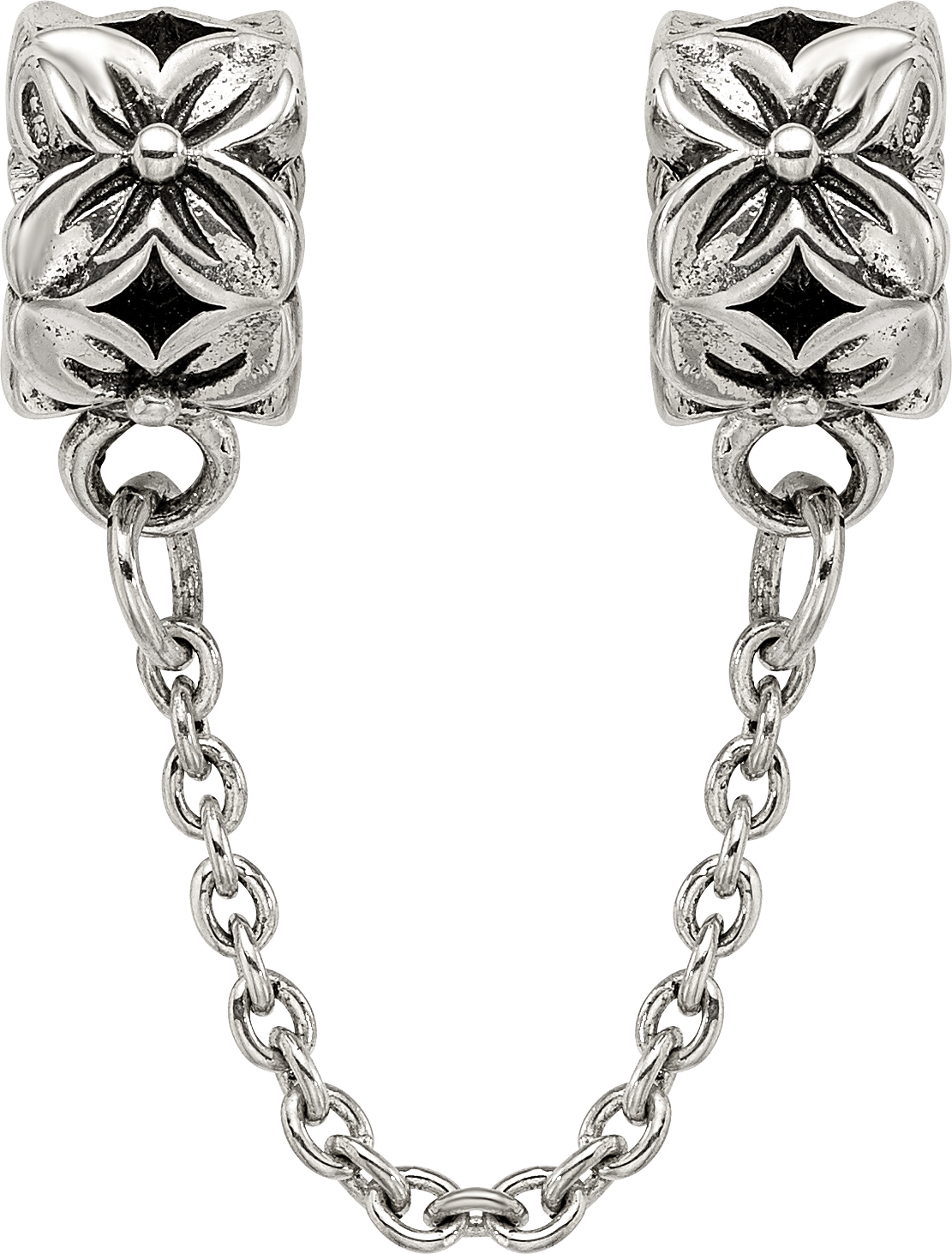 Sterling Silver Reflections Security Chain Floral Bead