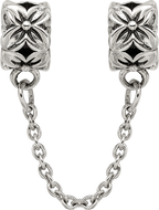 Sterling Silver 925 Floral Themed Bead with Antiqued Finish Solid Design