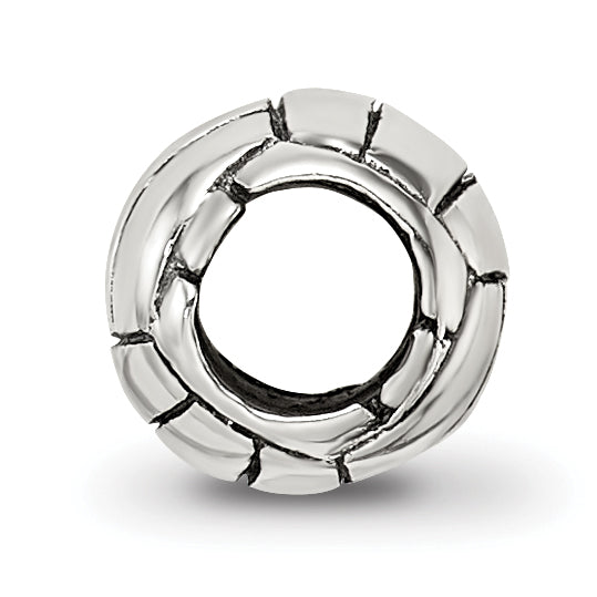 Sterling Silver Kids Volleyball Bead with Antiqued Finish Solid Design