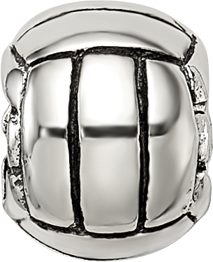 Sterling Silver Kids Volleyball Bead with Antiqued Finish Solid Design