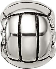 Sterling Silver Kids Volleyball Bead with Antiqued Finish Solid Design