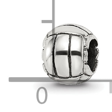 Sterling Silver Kids Volleyball Bead with Antiqued Finish Solid Design