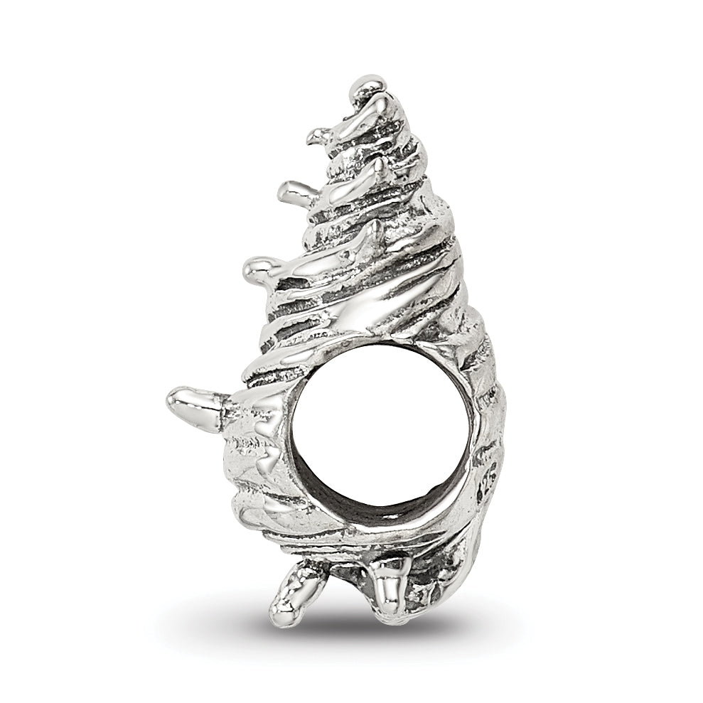 Sterling Silver 925 Shell Bead with Antiqued Finish Solid and Casted Design