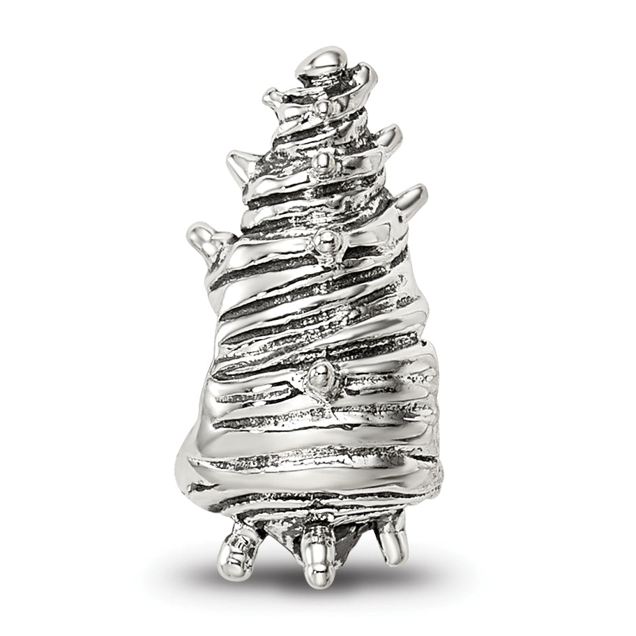 Sterling Silver 925 Shell Bead with Antiqued Finish Solid and Casted Design
