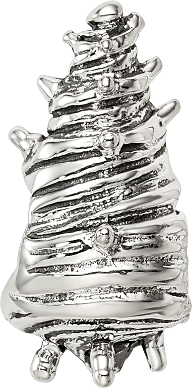 Sterling Silver 925 Shell Bead with Antiqued Finish Solid and Casted Design