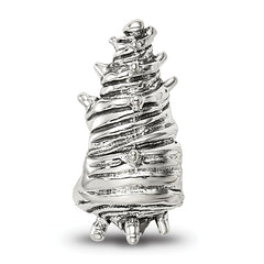 Sterling Silver 925 Shell Bead with Antiqued Finish Solid and Casted Design