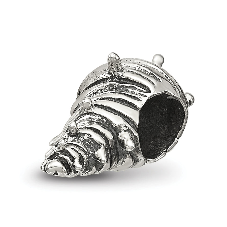 Sterling Silver 925 Shell Bead with Antiqued Finish Solid and Casted Design