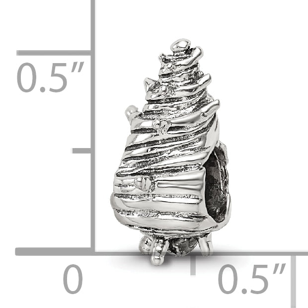 Sterling Silver 925 Shell Bead with Antiqued Finish Solid and Casted Design