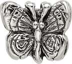 Sterling Silver 925 Kids Butterfly Bead with Antiqued Finish Solid Design