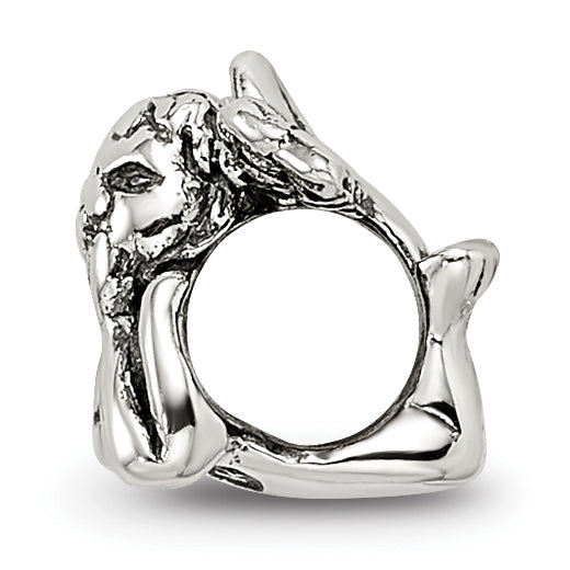Sterling Silver 925 Kids Angel Bead with Antiqued Finish  Solid Casted Design