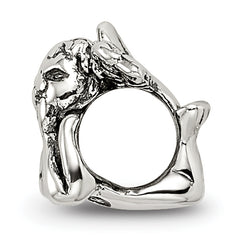 Sterling Silver 925 Kids Angel Bead with Antiqued Finish  Solid Casted Design