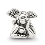 Sterling Silver 925 Kids Angel Bead with Antiqued Finish  Solid Casted Design