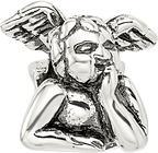 Sterling Silver 925 Kids Angel Bead with Antiqued Finish  Solid Casted Design