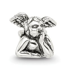 Sterling Silver 925 Kids Angel Bead with Antiqued Finish  Solid Casted Design