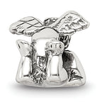 Sterling Silver 925 Kids Angel Bead with Antiqued Finish  Solid Casted Design