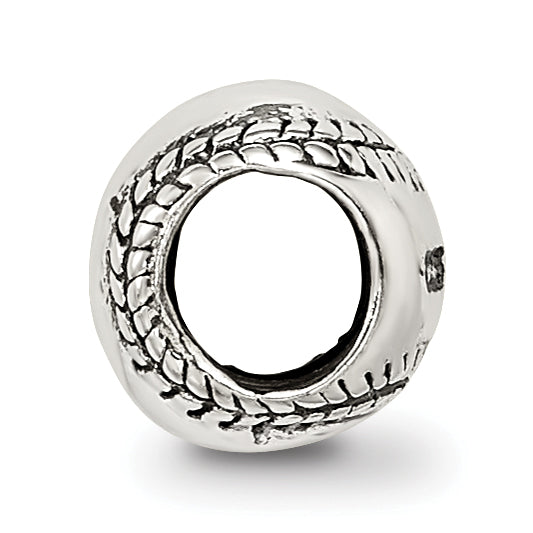 Sterling Silver 925 Kids Softball Bead with Antiqued Finish Solid Design