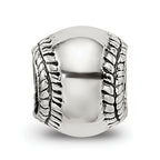 Sterling Silver 925 Kids Softball Bead with Antiqued Finish Solid Design