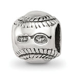 Sterling Silver 925 Kids Softball Bead with Antiqued Finish Solid Design