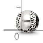 Sterling Silver 925 Kids Softball Bead with Antiqued Finish Solid Design