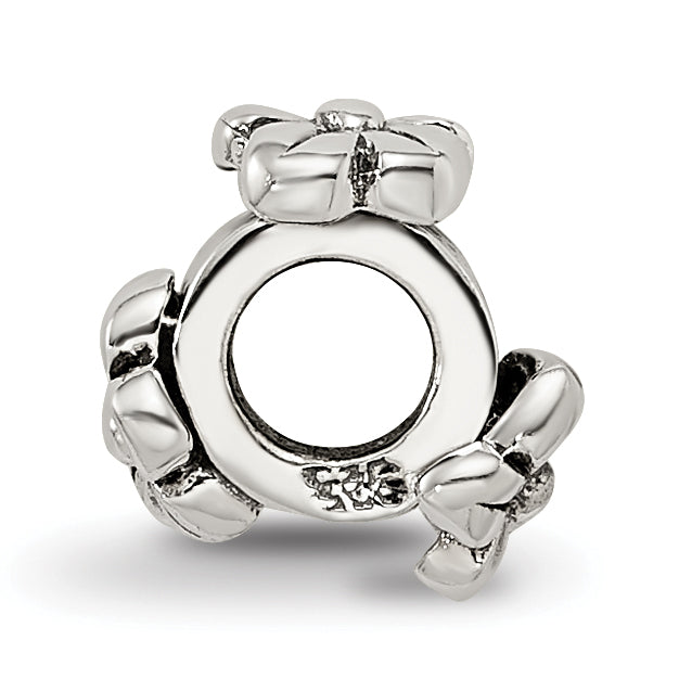 Sterling Silver 925 Kids Flower Bead with Antiqued Finish Solid Design Secondary image