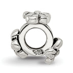 Sterling Silver 925 Kids Flower Bead with Antiqued Finish Solid Design