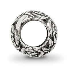 Sterling Silver 925 Kids Bead with Floral Design Antiqued Finish