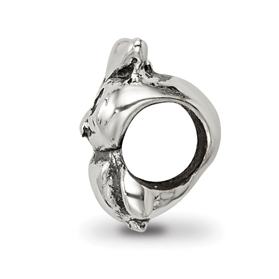 Sterling Silver 925 Owl Bead for Kids with Antiqued Finish