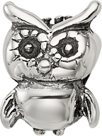 Sterling Silver 925 Owl Bead for Kids with Antiqued Finish