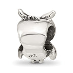 Sterling Silver 925 Owl Bead for Kids with Antiqued Finish